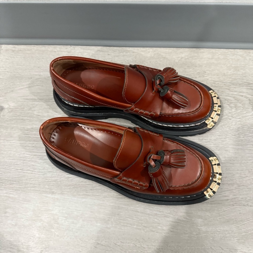 Sandro Loafers Jackson Iron Thick-Soled Tassel in Brown Leather - Picture 5 of 9